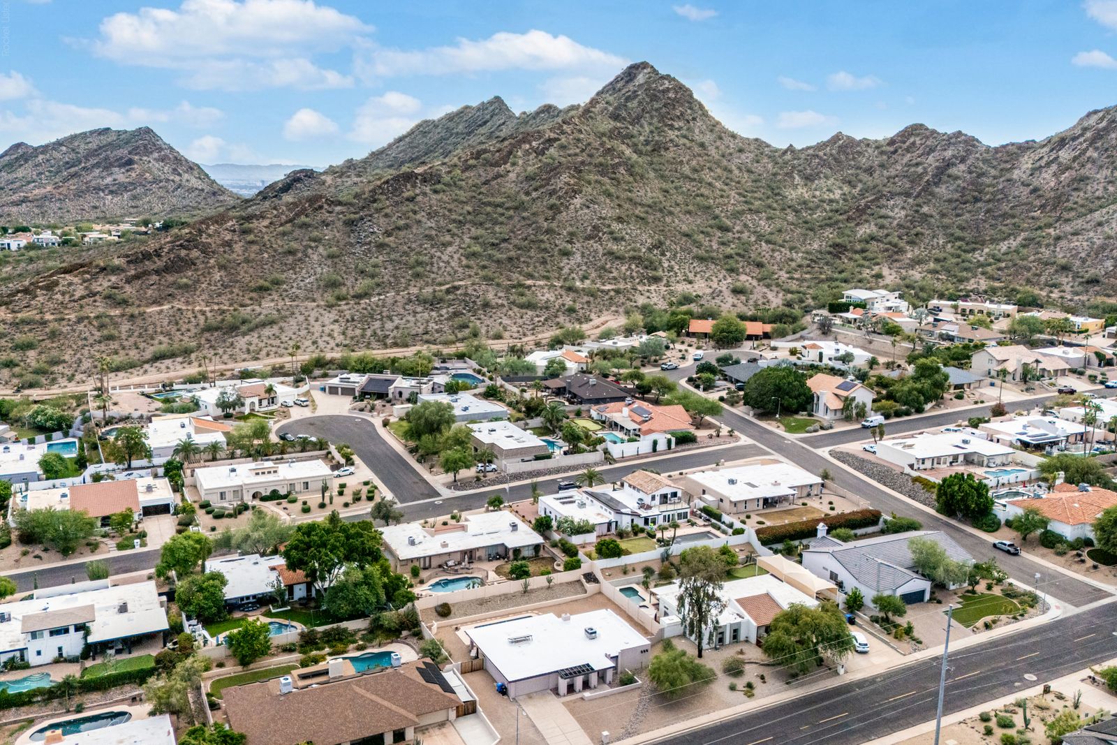 Aerial view toward the mountain preserve