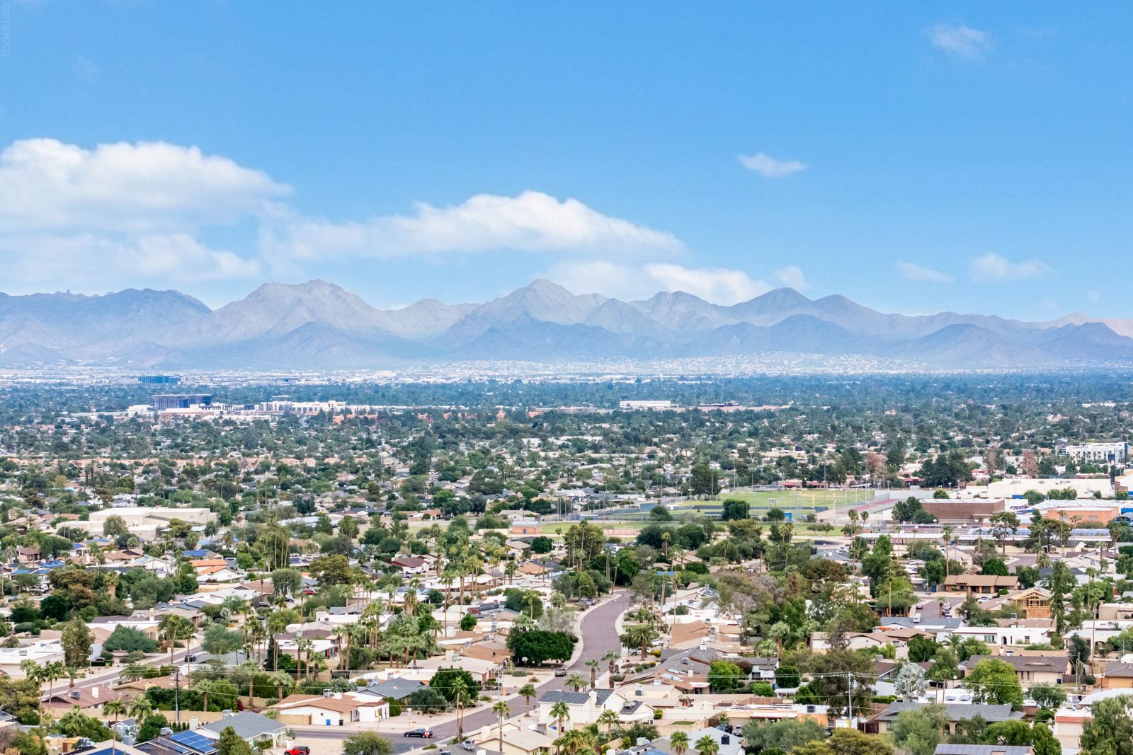 Aerial view of the Valley and the McDowell Mountains in the distance